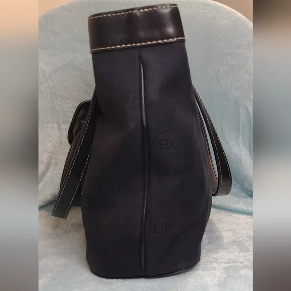 Dooney & Burke Black Leather and Coated Canvas Shoulder Bag - Picture 6 of 17